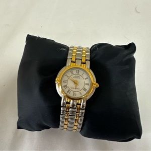 Anne Klein II Silver & Gold Tone White Face Stainless Steel Band Watch